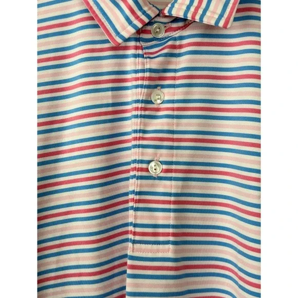 Vineyard Vines Polo Shirt XL Pink Blue Stripe Short Sleeve Mens - Picture 5 of 11